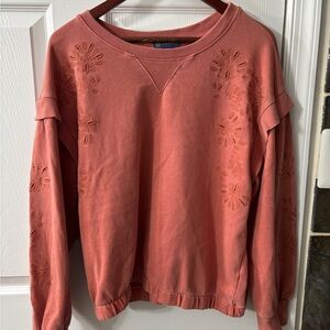Democracy Coral Sweater with Eyelet Design